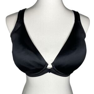 Delimira Front Closure Racerback Plunge Bra Black Underwire Unlined Size 36E NWT